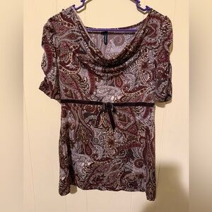 Maurices Paisley Top in Teal and Brown Tones
